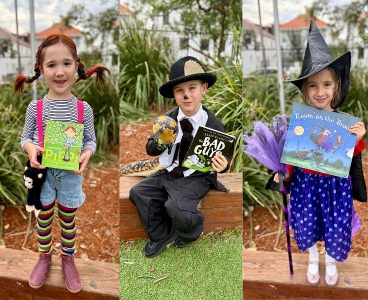 Photo of three students dressed up as their favourite book characters for Book Week.