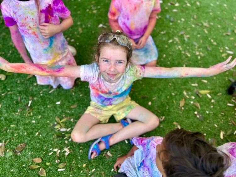 Photo of students after our colour run event.