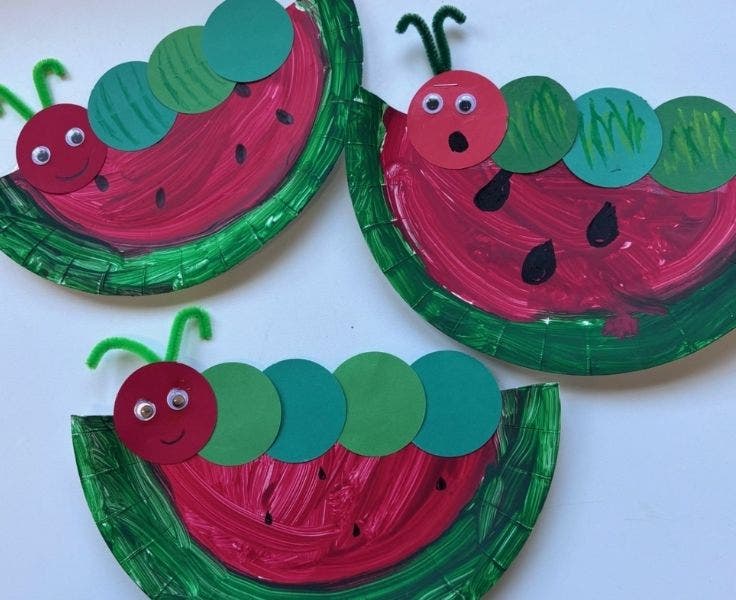 Photo of caterpillar art made during orientation day 1.